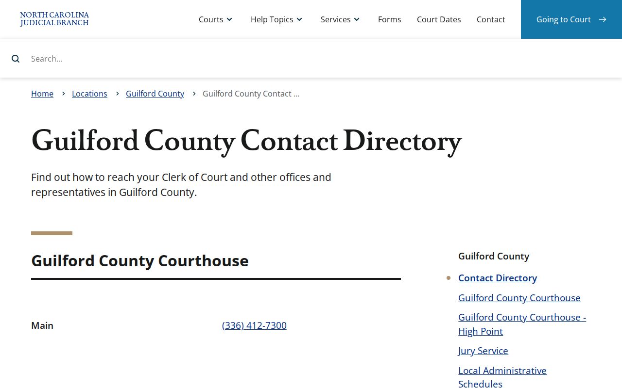 Guilford County people search through court records contacts