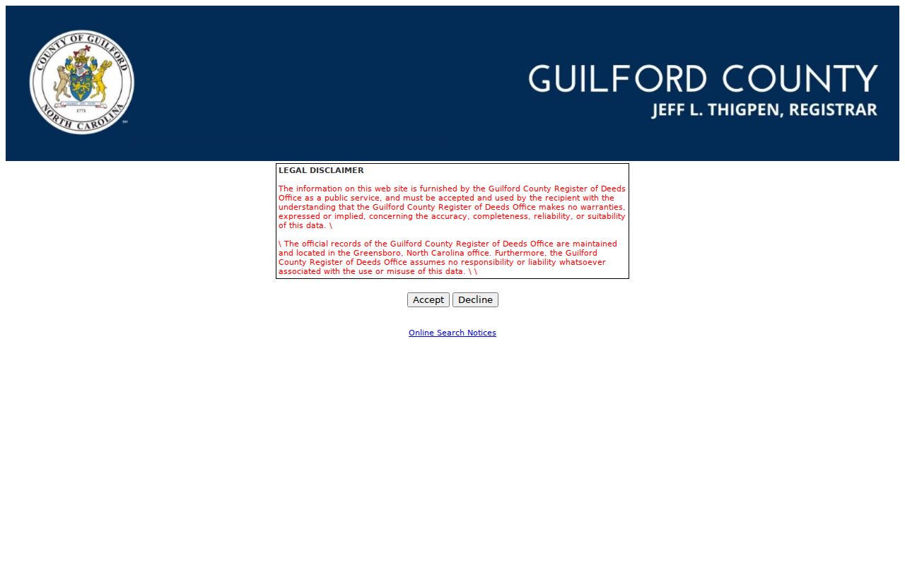 Guilford County people search in the Register of Deeds index