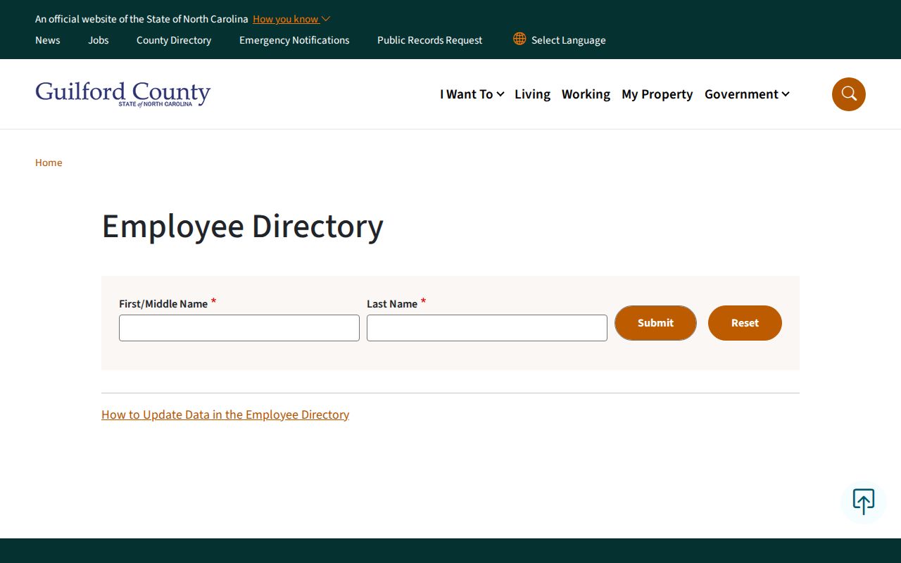 Guilford County people directories employee name search