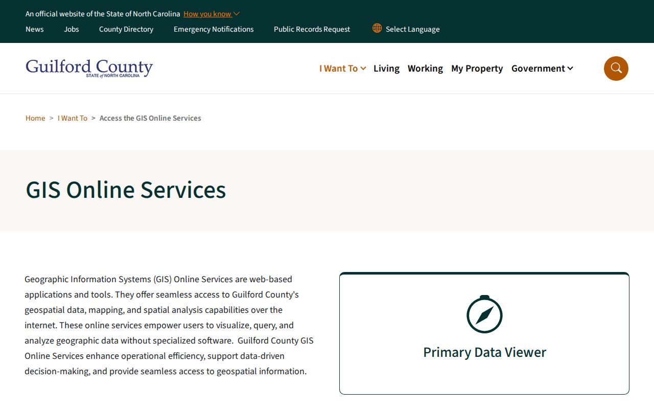 Guilford County public records GIS online services page