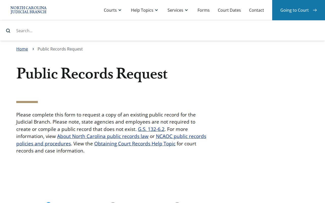 Guilford County public records request form for Judicial Branch administrative files