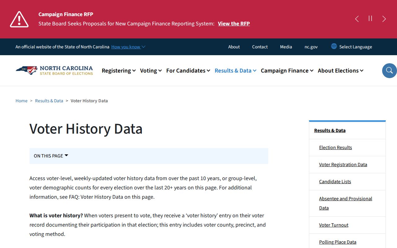 Guilford County voter records history download options